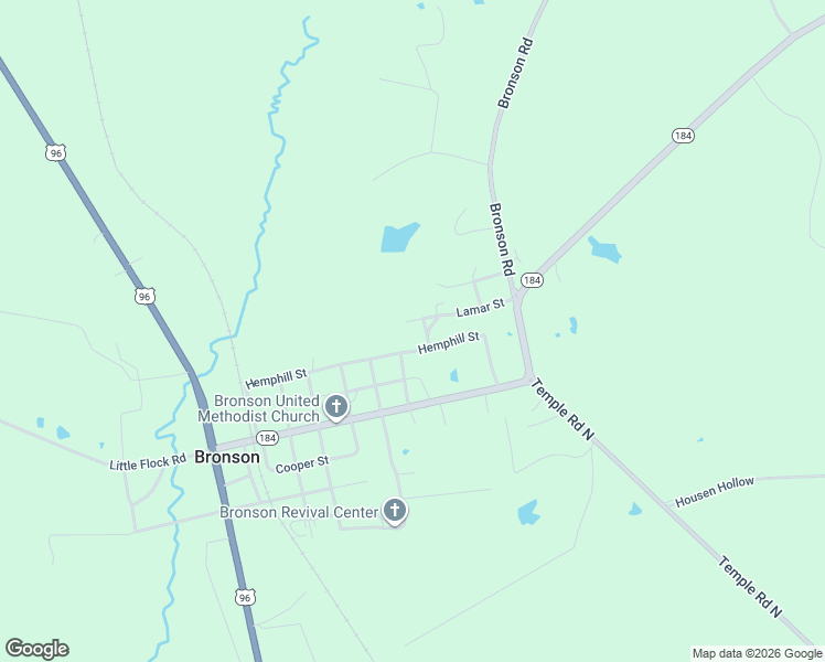 map of restaurants, bars, coffee shops, grocery stores, and more near Hamilton Street in Bronson