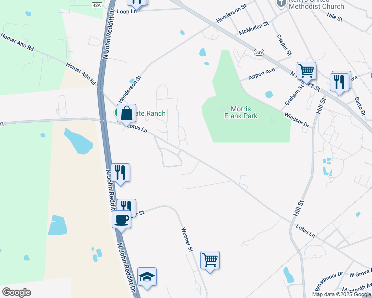map of restaurants, bars, coffee shops, grocery stores, and more near 2704 Lotus Lane in Lufkin