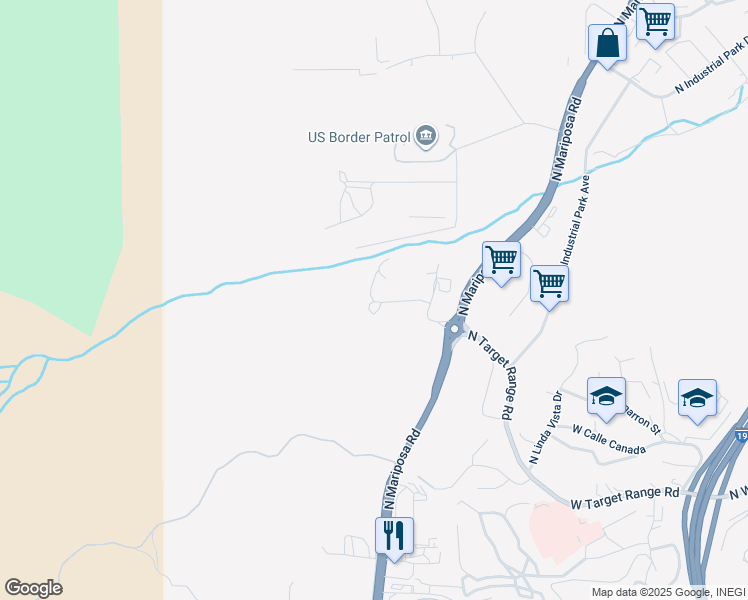 map of restaurants, bars, coffee shops, grocery stores, and more near 1651 West Target Range Road in Nogales