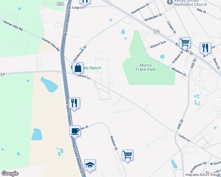 map of restaurants, bars, coffee shops, grocery stores, and more near 2704 Lotus Lane in Lufkin
