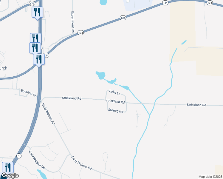 map of restaurants, bars, coffee shops, grocery stores, and more near 113 Lake Lane in Headland