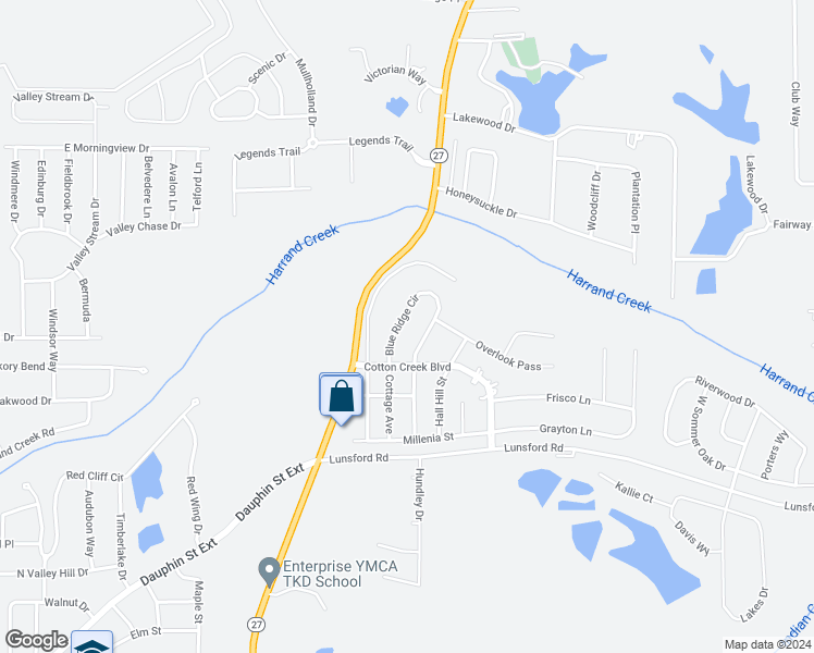 map of restaurants, bars, coffee shops, grocery stores, and more near 10 Blue Ridge Circle in Enterprise