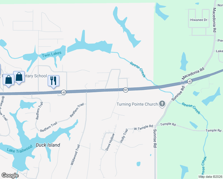 map of restaurants, bars, coffee shops, grocery stores, and more near 1351 Mississippi 42 in Petal