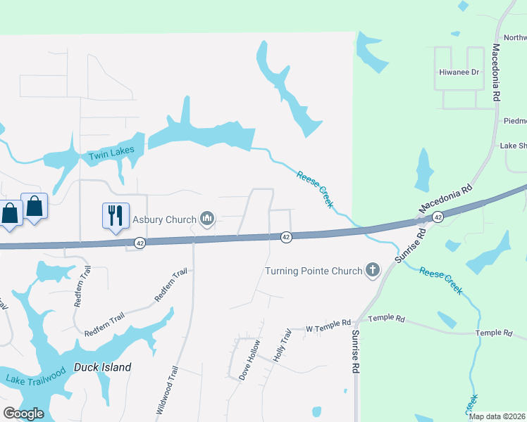map of restaurants, bars, coffee shops, grocery stores, and more near 1351 State Highway 42 in Petal
