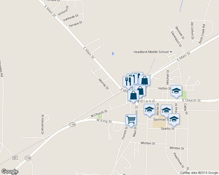 map of restaurants, bars, coffee shops, grocery stores, and more near 104 Murray St in Headland