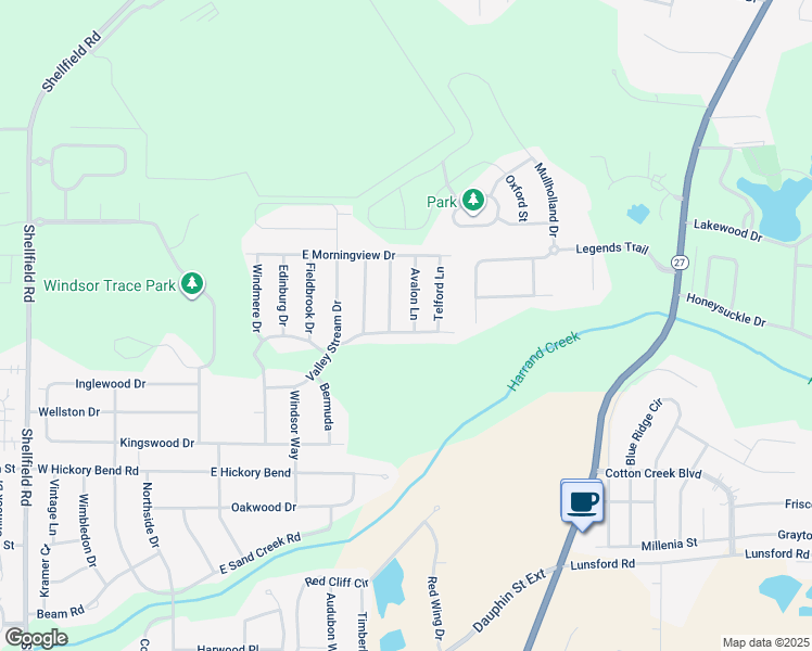 map of restaurants, bars, coffee shops, grocery stores, and more near 101 Avalon Lane in Enterprise