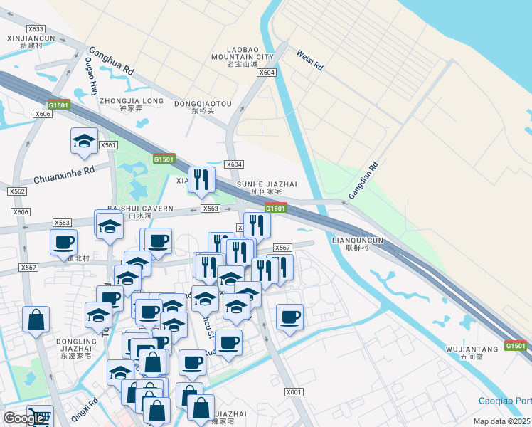 map of restaurants, bars, coffee shops, grocery stores, and more near in 