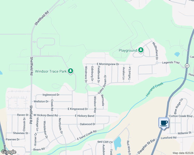 map of restaurants, bars, coffee shops, grocery stores, and more near 104 Edinburg Drive in Enterprise