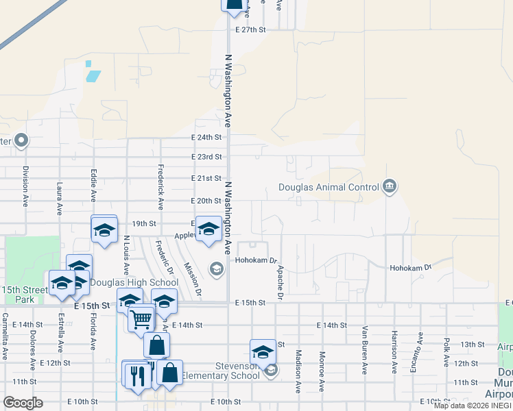 map of restaurants, bars, coffee shops, grocery stores, and more near 2106 North Cougar Place in Douglas