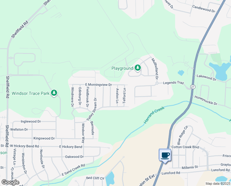 map of restaurants, bars, coffee shops, grocery stores, and more near 122 Avalon Lane in Enterprise