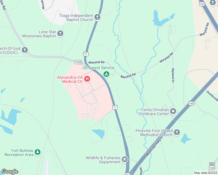 map of restaurants, bars, coffee shops, grocery stores, and more near 2500 Shreveport Highway in Pineville