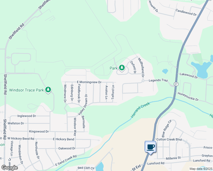 map of restaurants, bars, coffee shops, grocery stores, and more near 125 Avalon Lane in Enterprise