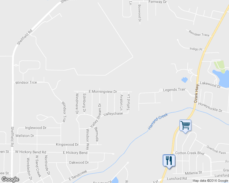 map of restaurants, bars, coffee shops, grocery stores, and more near Belvedere Lane in Enterprise