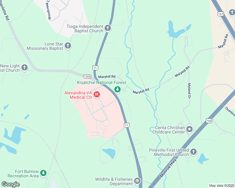 map of restaurants, bars, coffee shops, grocery stores, and more near 2500 Shreveport Highway in Pineville