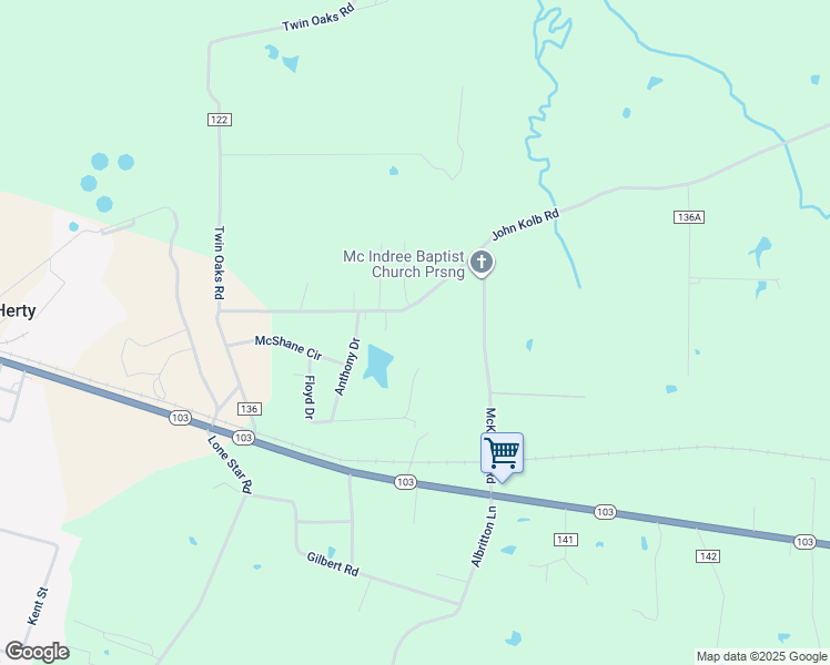 map of restaurants, bars, coffee shops, grocery stores, and more near 608-642 John Kolb Road in Lufkin