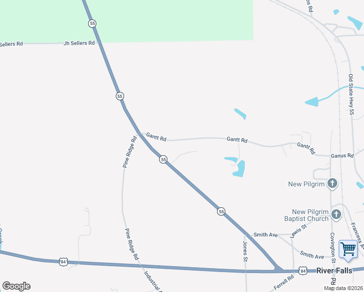 map of restaurants, bars, coffee shops, grocery stores, and more near 9490 Gantt Road in Red Level