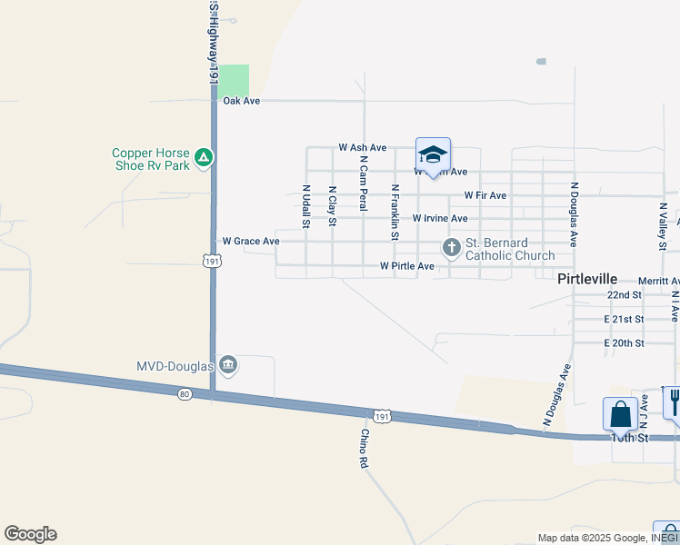 map of restaurants, bars, coffee shops, grocery stores, and more near 731 West Pirtle Avenue in Douglas