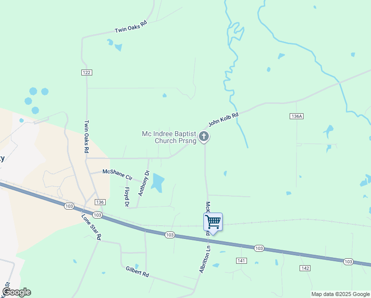 map of restaurants, bars, coffee shops, grocery stores, and more near 608 John Kolb Road in Lufkin