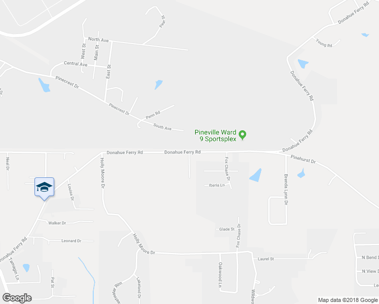 map of restaurants, bars, coffee shops, grocery stores, and more near 3286 Donahue Ferry Road in Pineville