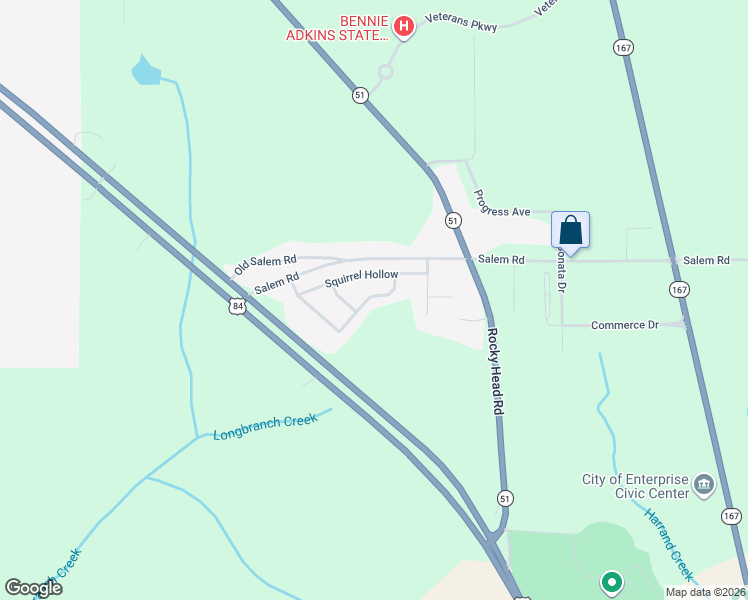 map of restaurants, bars, coffee shops, grocery stores, and more near 408 Turtle Back Trail in Enterprise