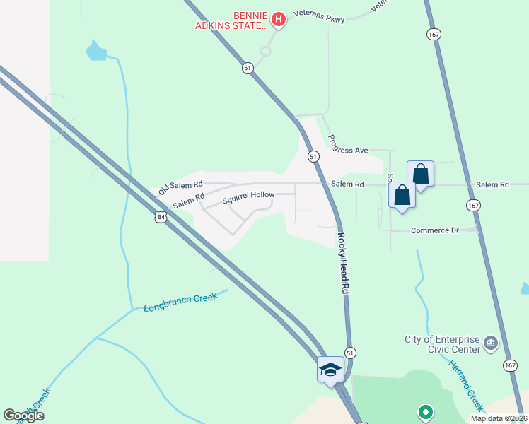 map of restaurants, bars, coffee shops, grocery stores, and more near 408 Turtle Back Trail in Enterprise