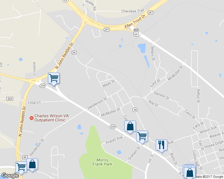 map of restaurants, bars, coffee shops, grocery stores, and more near 202 Henderson Street in Lufkin