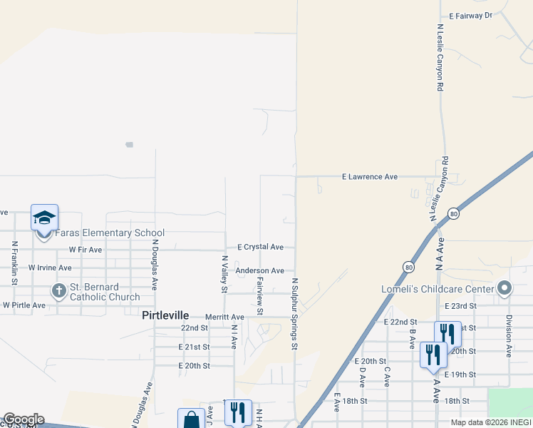 map of restaurants, bars, coffee shops, grocery stores, and more near 2531 Fairview Street in Douglas