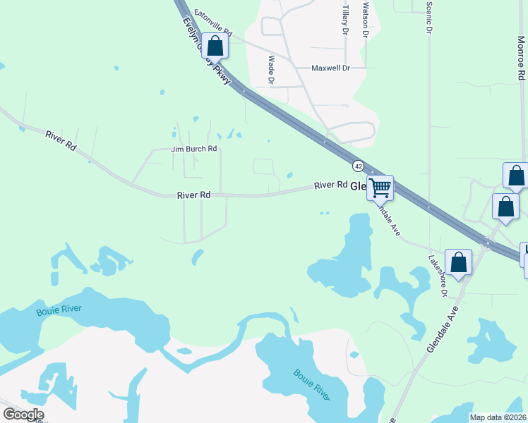 map of restaurants, bars, coffee shops, grocery stores, and more near 73 River Road in Hattiesburg