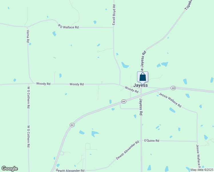 map of restaurants, bars, coffee shops, grocery stores, and more near 520 Woody Road in Jayess