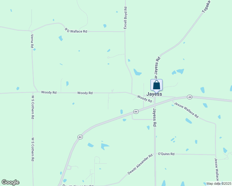 map of restaurants, bars, coffee shops, grocery stores, and more near 520 Woody Road in Jayess