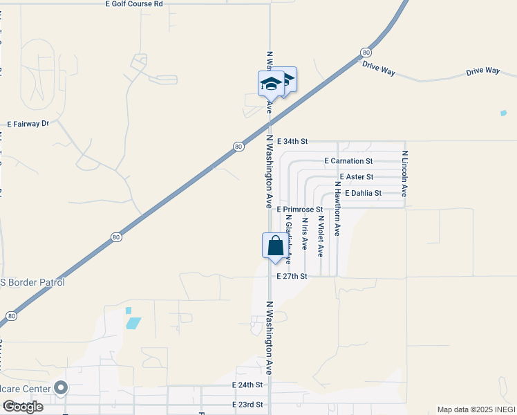 map of restaurants, bars, coffee shops, grocery stores, and more near 3146 North Washington Avenue in Douglas