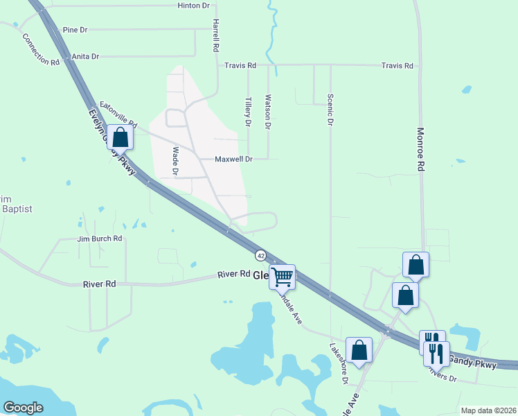 map of restaurants, bars, coffee shops, grocery stores, and more near 744 Edgewood Dr in Hattiesburg