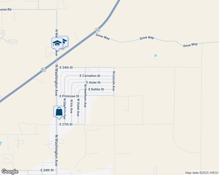 map of restaurants, bars, coffee shops, grocery stores, and more near 2615 E Aster St in Douglas