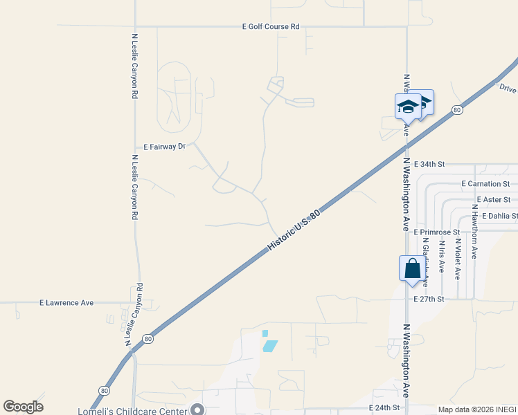 map of restaurants, bars, coffee shops, grocery stores, and more near 3250 North Camino Perilla in Douglas