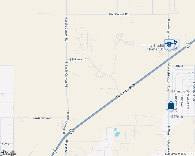 map of restaurants, bars, coffee shops, grocery stores, and more near 1419 Camino Chavinda in Douglas