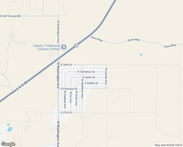 map of restaurants, bars, coffee shops, grocery stores, and more near 2509 East Aster Street in Douglas