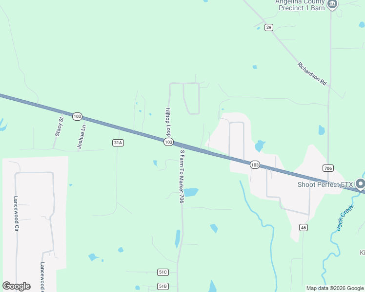 map of restaurants, bars, coffee shops, grocery stores, and more near 4812 Hwy103w in Lufkin