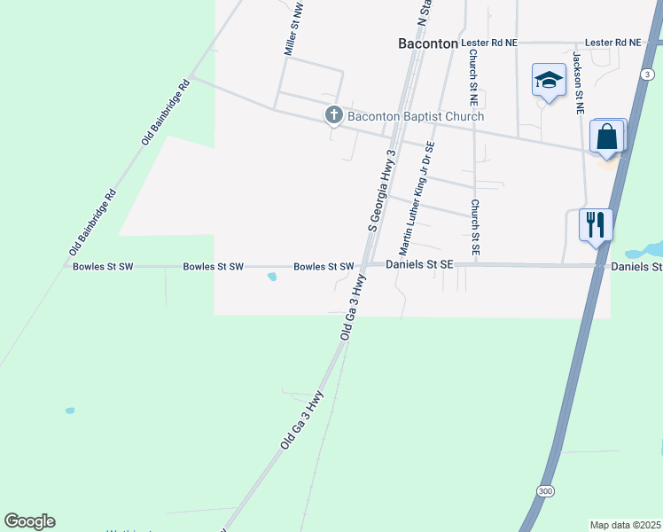 map of restaurants, bars, coffee shops, grocery stores, and more near 162 Bowles Road in Baconton