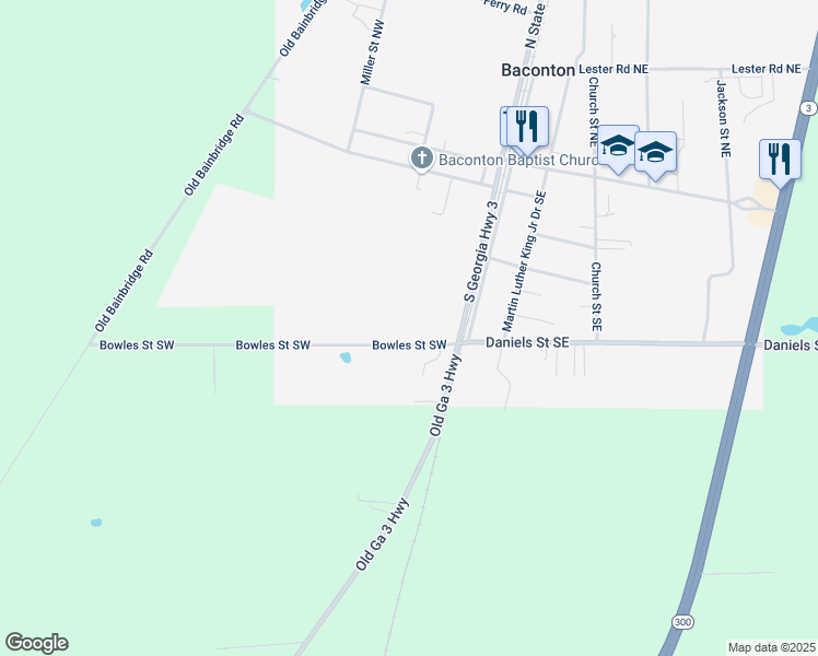 map of restaurants, bars, coffee shops, grocery stores, and more near 162 Bowles St Southwest in Baconton