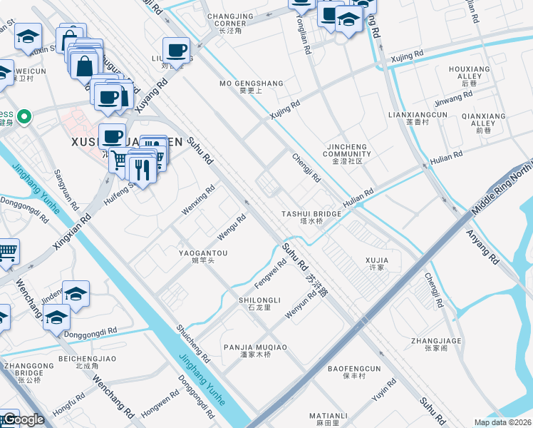 map of restaurants, bars, coffee shops, grocery stores, and more near 城铁南路 in Su Zhou Shi