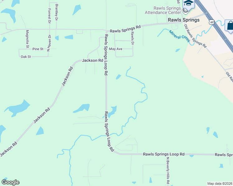map of restaurants, bars, coffee shops, grocery stores, and more near 538 Rawls Springs Loop Road in Hattiesburg