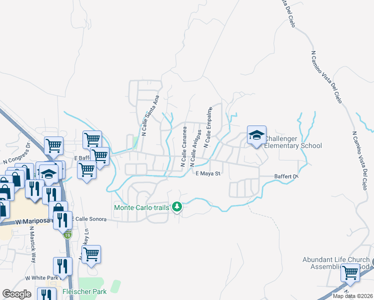 map of restaurants, bars, coffee shops, grocery stores, and more near 2214 North Calle Cananea in Nogales
