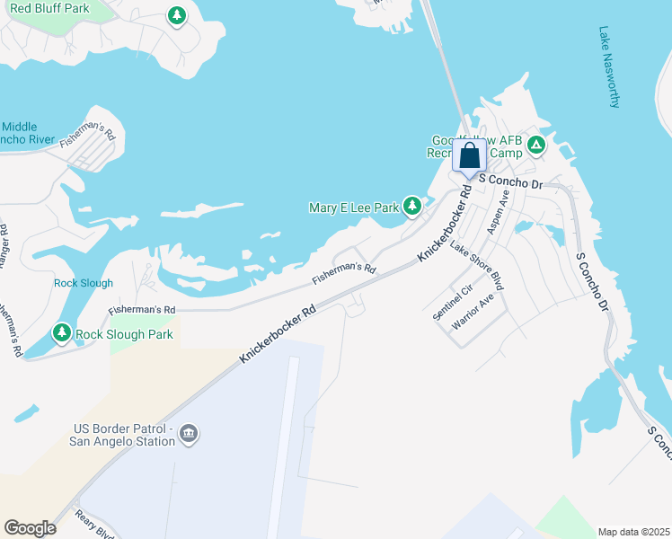 map of restaurants, bars, coffee shops, grocery stores, and more near 2201 Fisherman's Road in San Angelo
