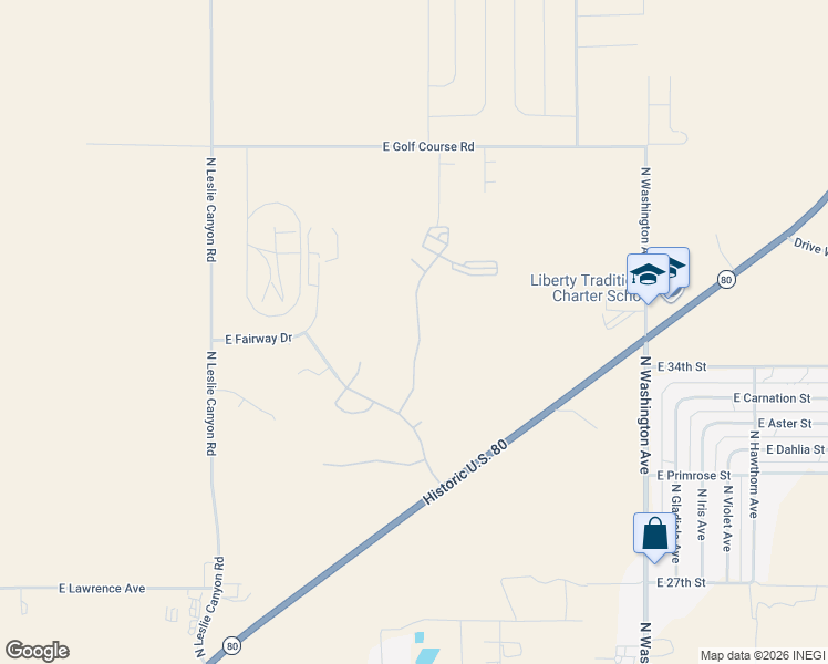 map of restaurants, bars, coffee shops, grocery stores, and more near 3600 Camino Del Rancho in Douglas