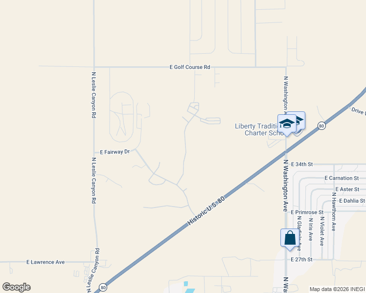 map of restaurants, bars, coffee shops, grocery stores, and more near 3600 Camino Del Rancho in Douglas