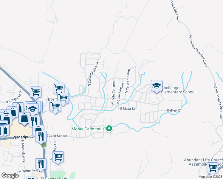 map of restaurants, bars, coffee shops, grocery stores, and more near 2214 North Calle Cananea in Nogales
