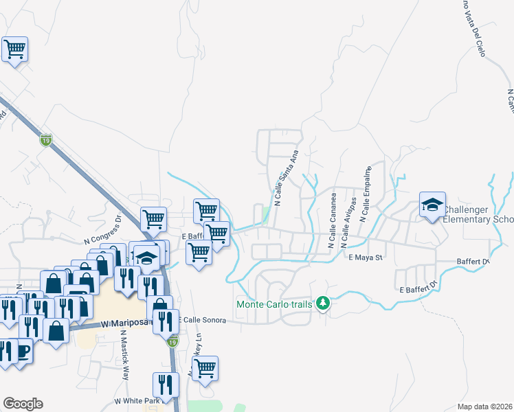 map of restaurants, bars, coffee shops, grocery stores, and more near 2317 North Calle Piedras Negras in Nogales