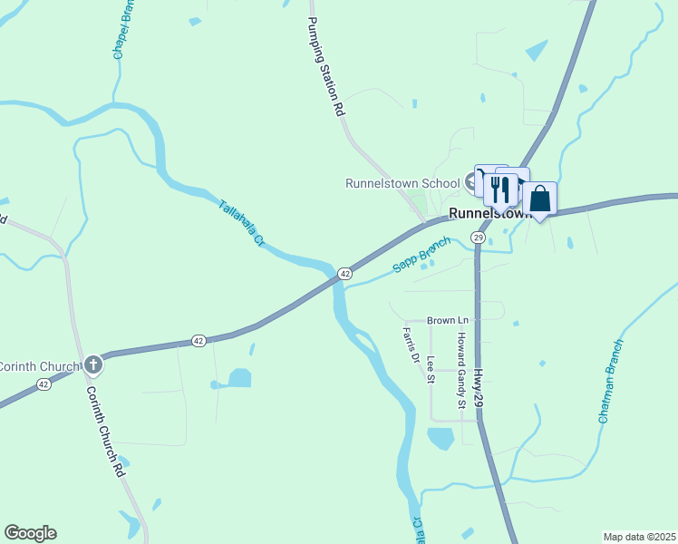 map of restaurants, bars, coffee shops, grocery stores, and more near 1145 Mississippi 42 in Petal