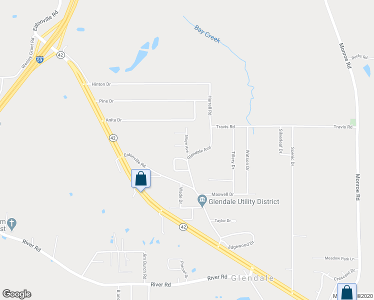 map of restaurants, bars, coffee shops, grocery stores, and more near 3104 Moye Avenue in Hattiesburg