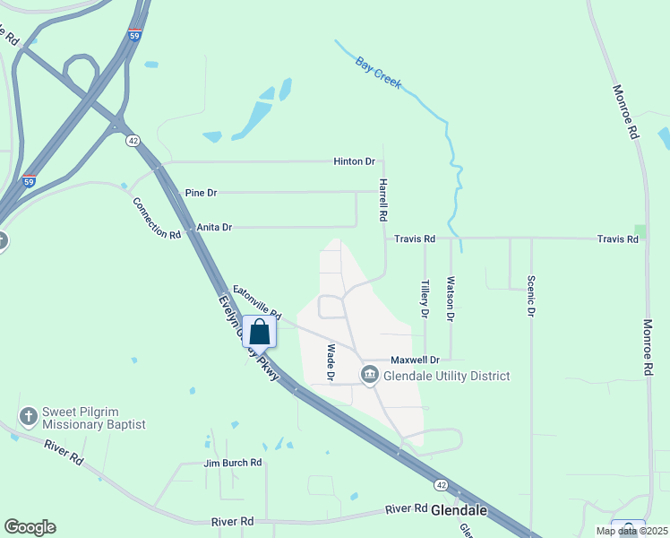 map of restaurants, bars, coffee shops, grocery stores, and more near 3104 Moye Avenue in Hattiesburg